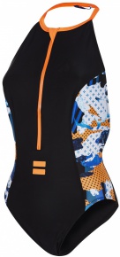 Speedo Stormza High Neck 1 Piece Black/Fluo Orange/White Speedo Stormza High Neck 1 Piece Black/Fluo Orange/White
