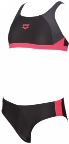 Badeanzug Mädchen Arena G Ren Two Pieces Junior Black/Deep Grey/Fluo Red Badeanzug Mädchen Arena G Ren Two Pieces Junior Black/Deep Grey/Fluo Red