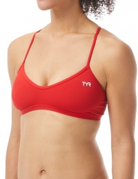 Damen-Badeanzug Tyr Solid Trinity Top Red