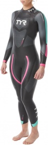 Neoprenanzug Damen Tyr Hurricane Wetsuit Cat 5 Women Black/Turquoise/Fuchsia