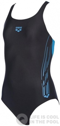 Badeanzug Mädchen Arena Stamp Swim Pro Back One Piece Junior Black/Turquoise