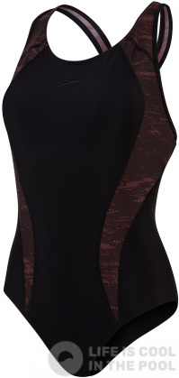 Damen-Badeanzug Speedo Allover Panel Laneback Black/Chocolate/Coco