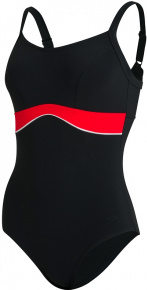 Damen-Badeanzug Speedo Salacia Clipback Shaping 1 Piece Black/Lava Red/White