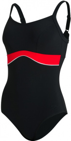Damen-Badeanzug Speedo Salacia Clipback Shaping 1 Piece Black/Lava Red/White Damen-Badeanzug Speedo Salacia Clipback Shaping 1 Piece Black/Lava Red/White