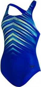 Damen-Badeanzug Speedo Digital Placement Medalist Blue Flame/Light Adriatic