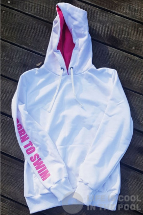 Kindersweatshirt mit Kapuzze BornToSwim Sweatshirt Hoodie Junior White/Pink