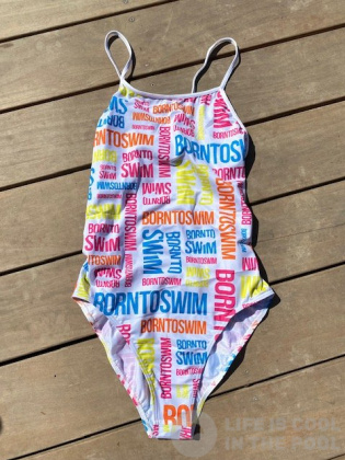 Damen-Badeanzug BornToSwim Logo Swimsuit Rainbow