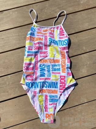 Damen-Badeanzug BornToSwim Logo Swimsuit Rainbow