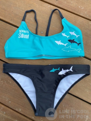 Damen-Badeanzug BornToSwim Sharks Bikini Black/Turquoise