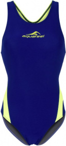 Damen-Badeanzug Aquafeel Racerback Blue/Fluo Yellow