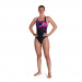 Damen-Badeanzug Speedo Placement Digital Powerback Black/Phoenix Red/Blue Flame/Ultraviolet