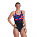 Damen-Badeanzug Speedo Placement Digital Powerback Black/Phoenix Red/Blue Flame/Ultraviolet