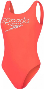 Damen-Badeanzug Speedo Logo Deep U-Back Siren Red/White