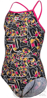 Badeanzug Mädchen Arena Girls Swimsuit Lightdrop Back Allover Freak Rose/Black/Multi