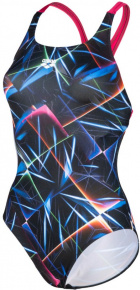 Damen-Badeanzug Arena Women Swimsuit Swim Pro Back Allover Black/Multi/Freak Rose