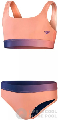 Badeanzug Mädchen Speedo Contrast Band 2 Piece Girl Soft Coral/Miami Lilac