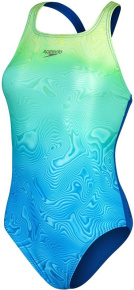 Damen-Badeanzug Speedo Placement Digital Medalist True Cobalt/Blue/Green Glow/Lemon