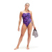 Damen-Badeanzug Speedo Allover Digital Lattice Back Hyper Lights Black/Cobalt/Indigo Glow/Orchid