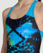 Badeanzug Mädchen Arena Girls Multi Pixels Swim Pro Back Black/Turquoise