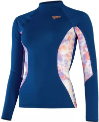 Damen T-Shirt Speedo Printed Long Sleeve Rash Top Ammonite/Soft Coral/Miami Lilac