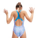 Badeanzug Mädchen Speedo Printed Medalist Girl Baja Blue/Neon Violet/White