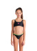 Arena Two Pieces Solid Girls Black/Soft Green/Water