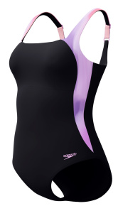 Speedo Shaping LunaLustre Printed 1 Piece Black/Neon Violet