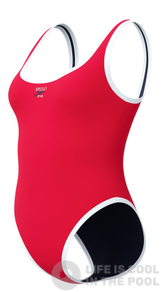 Speedo Solid Scoop 1 Piece Red/White